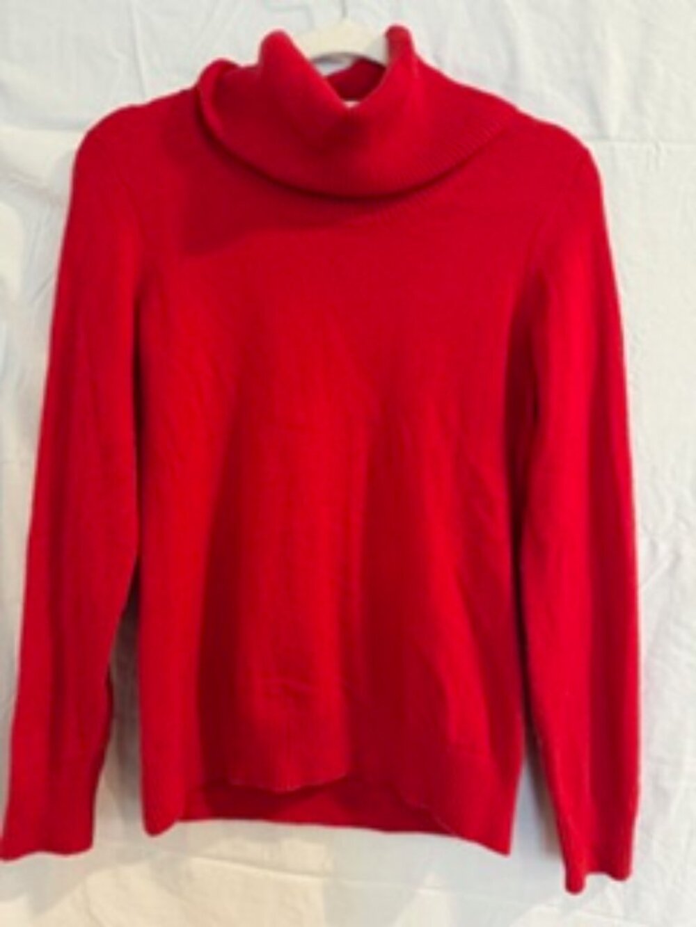 Lands’ End 100% Cashmere Red Turtleneck Sweater Womens L 14-16 Runs Small